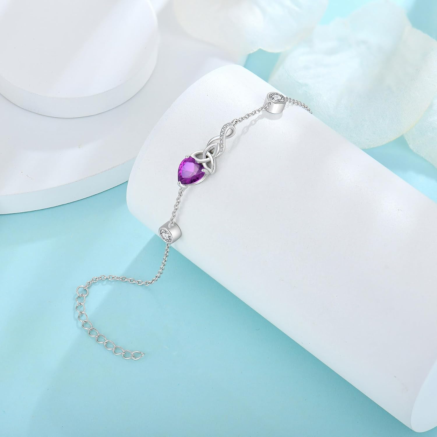 Infinity Celtic Knot Bracelet 925 Sterling Silver Birthstone Bracelet Irish Jewelry Gifts for Women