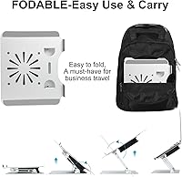 Vista 5 de Adjustable Laptop Stand with Cooling Fan, Aluminium Alloy Multi-Angle Computer Holder for Desk, Portable Notebook Metal Mount Compatible with
