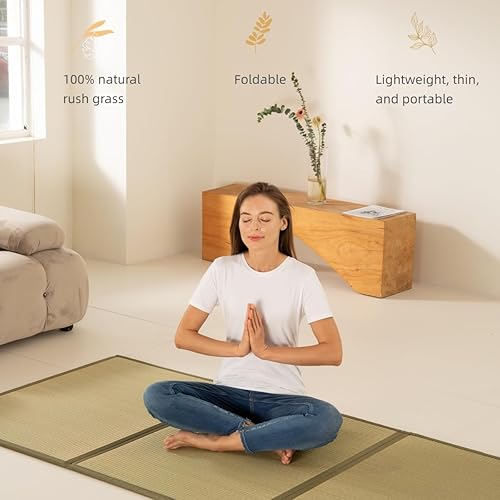 Miniatura 3 de MustMat Tatami Mat - Colchón de suelo japonés individual XL, plegable, colchón de cama Rush Grass(Twin_xl-39 x 82 pulgadas)