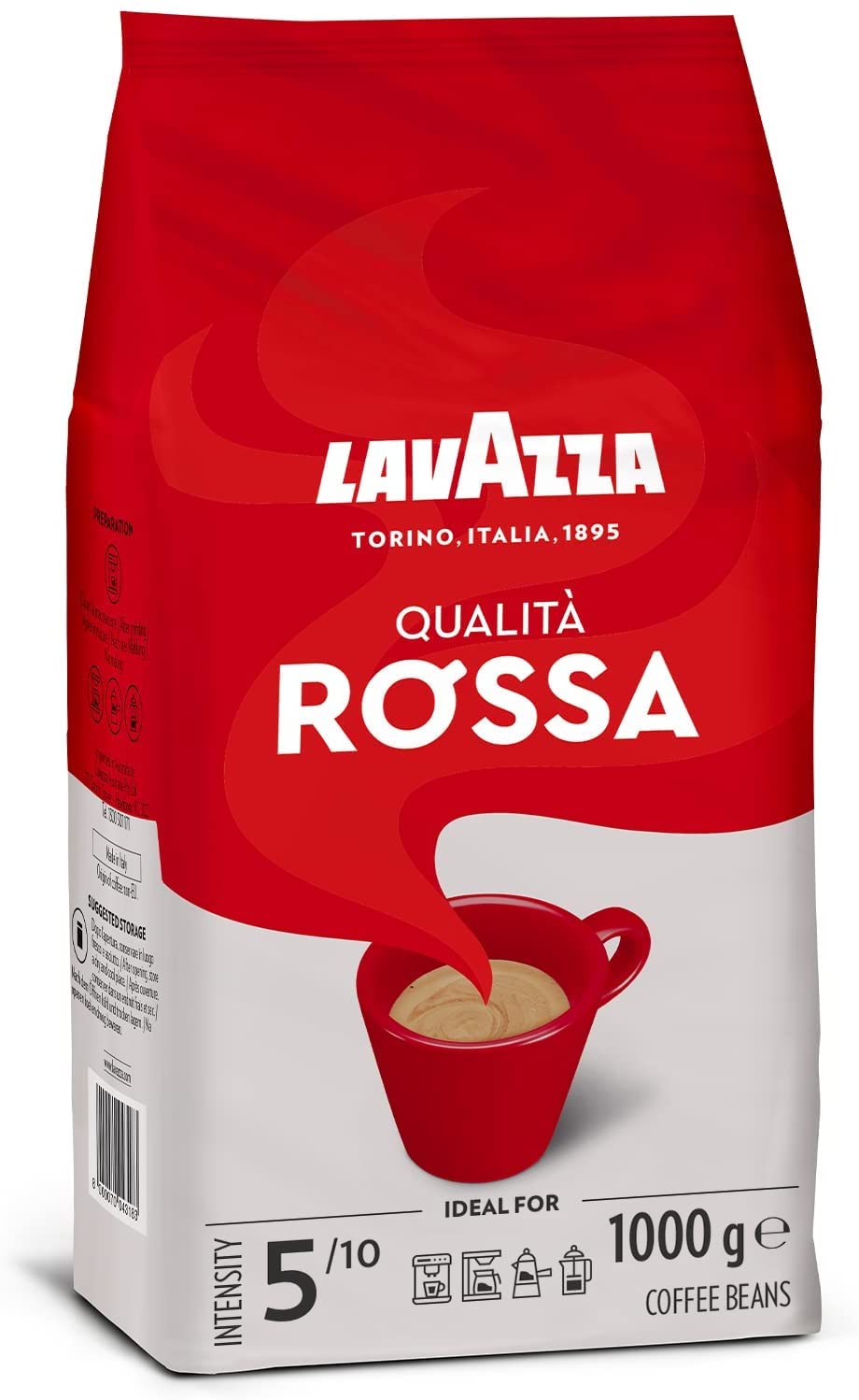 2x Lavazza Qualita Rossa, Café de grano tostado - 1kg