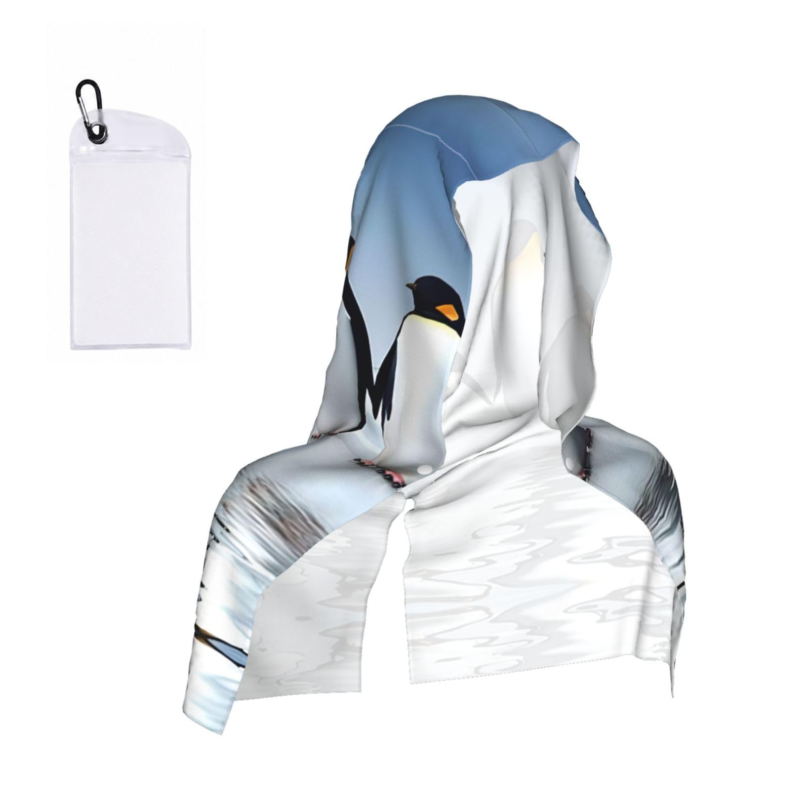 Yqxwjl Unisex Black Penguin Print Unsex Cooling Hoodie Towel, Cools Instantly When Wet Sun Protection For Sports Fitness Gym