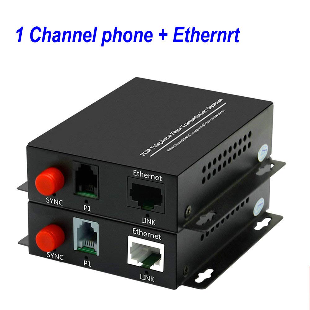 1Pair 1 Channel PCM Voice Telephone Fiber Optical Media Converters Extender Adapter Single Mode FC Fiber Optic Port Caller ID FAX with 10/100M Ethernet