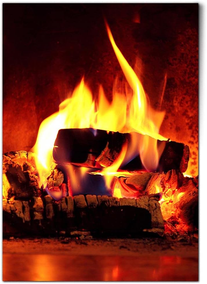 DV design 1 x A1 Poster Art Print - Open Log Fire Winter Christmas Wall Art Paper Posters Large Picture Graphic Photo #16344