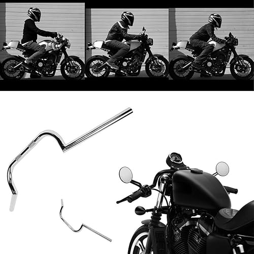 Miniatura 8 de TCMT Barras cromadas de 78" Cafe Racer Ace Manillar para Triumph Bonneville Bobber Ducati Scrambler Cafe Racer Royal Enfield Continental GT 650