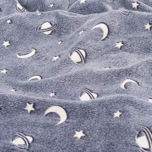 Sochow Glow In The Dark Throw Blanket 40 X 50 Inches, Galaxy Stars Pattern Soft Cozy Flannel Fleece Blanket For Boys Girls, All Seasons Grey Gifts Blanket For Kids #TOP6