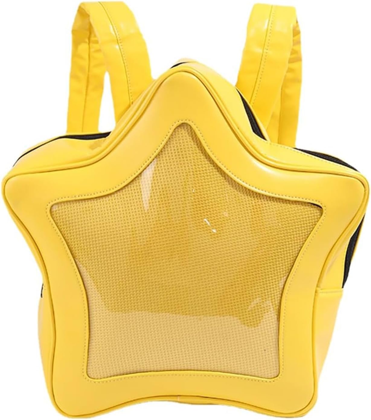 Y2K Aesthetic Kawaii Yellow Star Ita Bag Backpack PU Leather Cute Display Insert Shoulder Bag for Women Daily Use