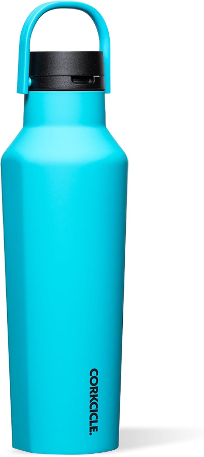 Product image of Corkcicle Sport Canteen - Keeps Drinks Cold 25 Hours - Stainless Steel Water Bottle - Triple-Insulated - Spill-Proof - Summer Drinkware Gift - Keeps Drinks Ice Cold - 20 oz - Capri Blue
