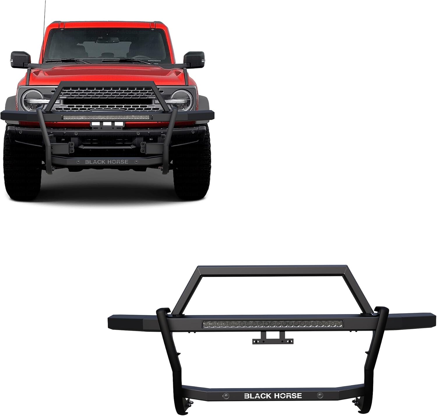 Black Horse Rambler Grille Guard Kit Modular Black Compatible with 2021-2024 Ford Bronco-RAGF20-K1