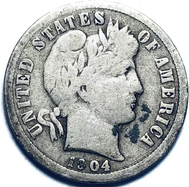 1904 P Barber Silver Liberty Head Dime Very Good