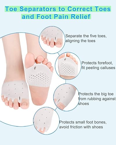 Miniatura 3 de 4 pares de almohadillas de gel metatarsiano, separadores de dedos para corregir juanetes, almohadillas para el antepié, corrector de dedos martillo,