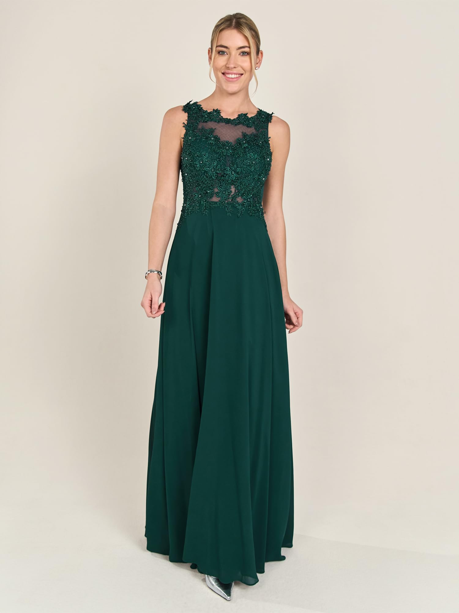 APART Abendkleid im Materialmix aus bestickter Spitze und Chiffon,