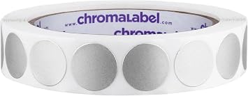 ChromaLabel 3/4 Inch Metallic Silver Dot Stickers, 1000/Roll