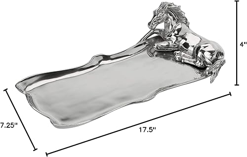 Miniatura 2 de Arthur Court Designs - Bandeja rectangular de aluminio para caballos, 17.5 x 7.25 pulgadas