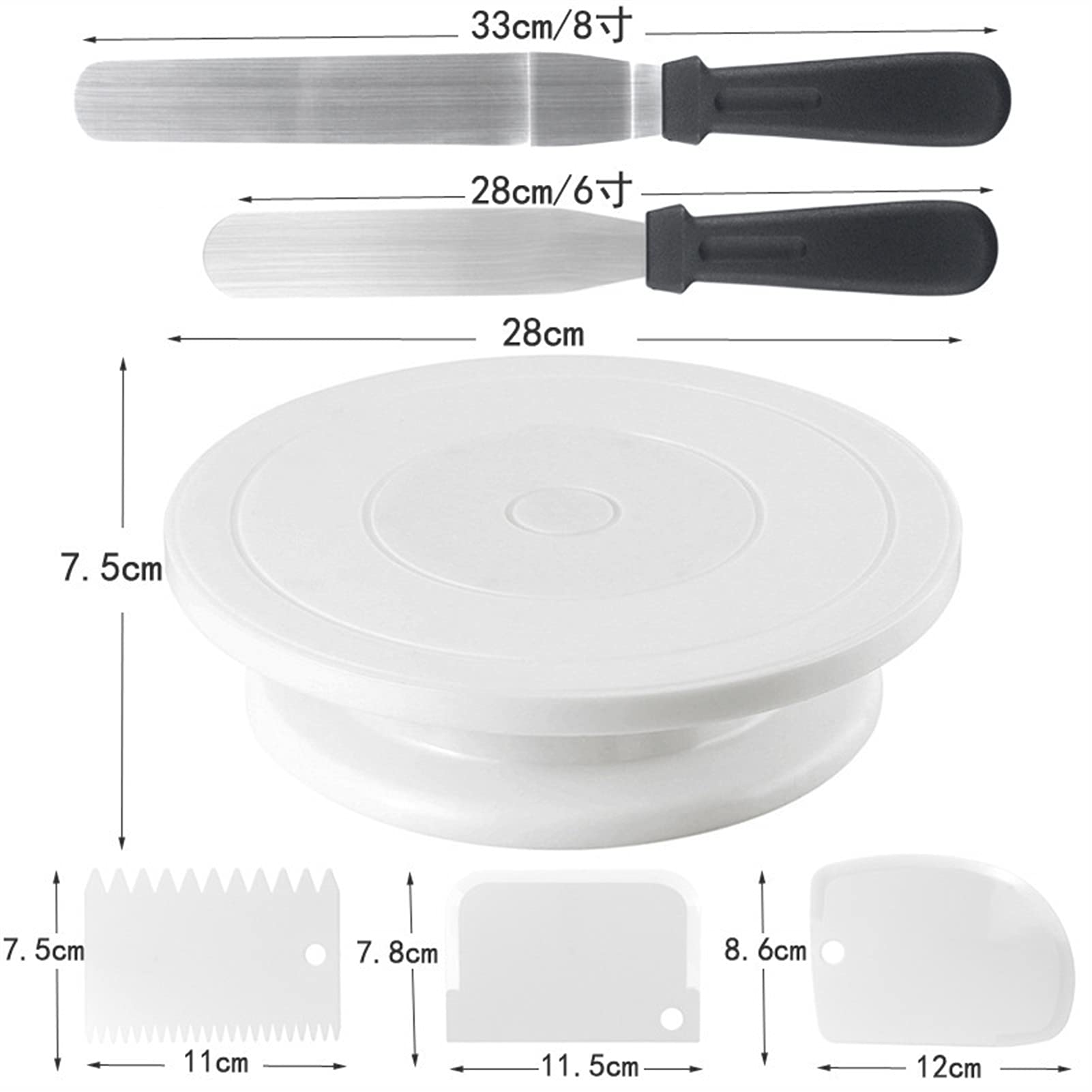 Tortenplatte Drehbar Küchenzubehör DIY. Backen-Werkzeug-Tablett - Kuchen-Werkzeug-Plattenspieler Drehtablett-Kuchen-Dekoration Butter-Kuchen-Ständer-Drehteller Kuchen dekorieren Verbrauchsmaterial Kit
