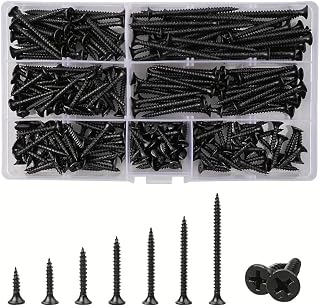 M3.5 Self-Tapping Screws Kit - 105&230PCS Multi-Size Phillips Flat Head Screws for Wood/Metal/Plastic (16-50mm) with Corrosion-Resistant Coating (230)