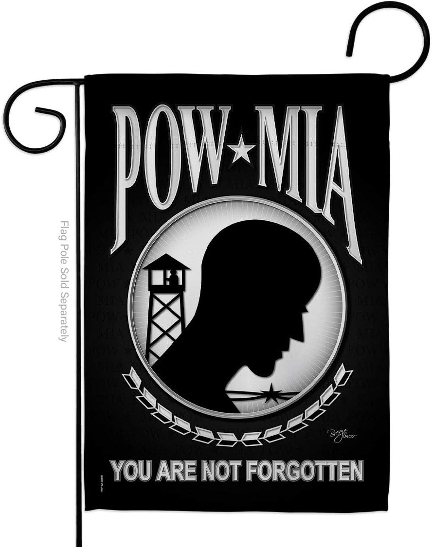 POW/MIA Garden Flag - Armed Forces Service All Branches Support Honor United State American Military Veteran Official - House Decoration Banner Small Yard Gift Double-Sided Made In USA 13 X 18.5