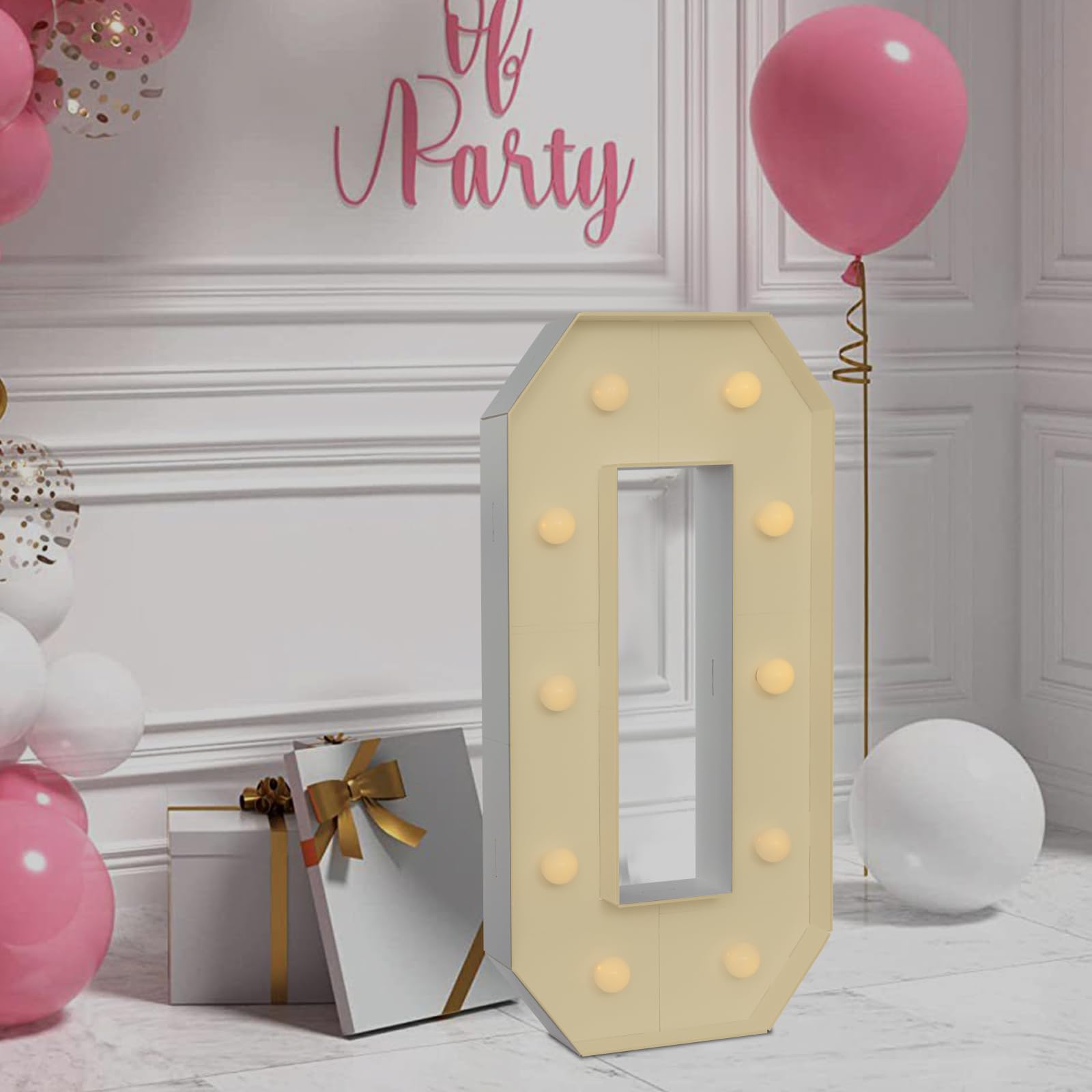 Número LED iluminado, 100 cm, número grande con bombillas, 0, 1, 2, 3, 4, 5, 6, 7, 8, 9, con caja de pilas, 2000 – 3000 K, para graduaciones, bodas (0)