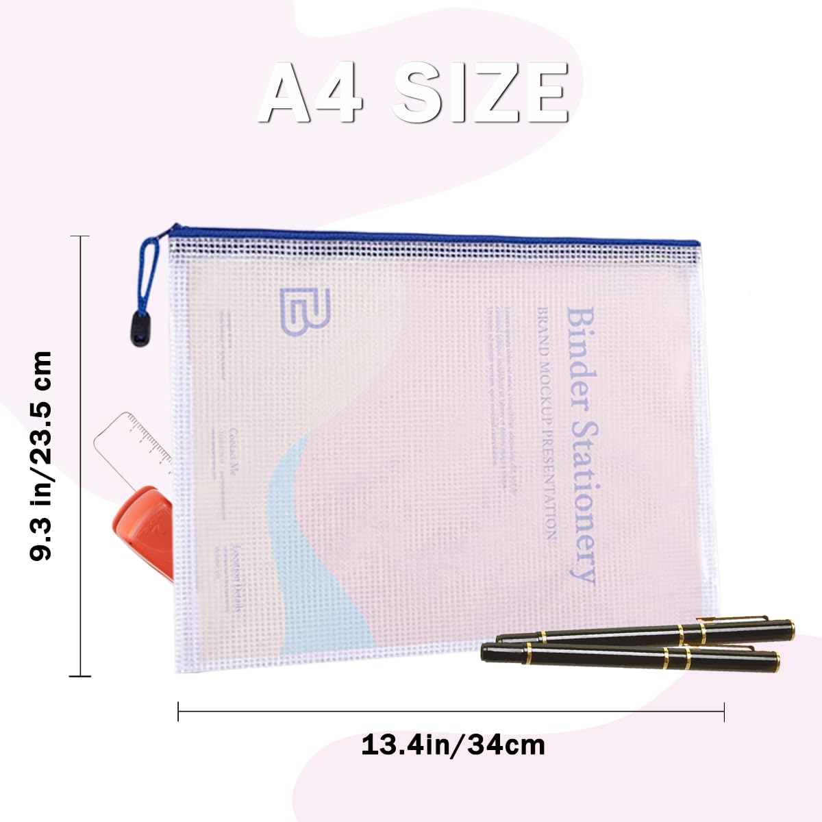 Vicloon Plastic portefeuilles, 10 stuks A3 ritszakken, mesh documentenmappen plastic zakken rits bestand portemonnee voor school kantoor huiswerk reizen opbergzakken (kleur ritssluiting