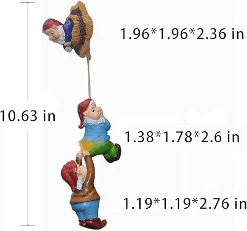 Miniatura 3 de Teaeeno Decoración de gnomo trepador de árbol y tocón de árbol, juego de estatua de gnomo de jardín, escultura vívida de gnomo de hada al aire