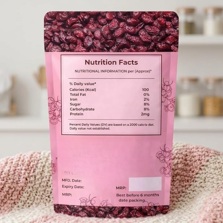 Dried Red Cherries,Vegan and Gluten Free | Without Sugar | Ice Cream, Cakes and Shakes Decoration | 200g