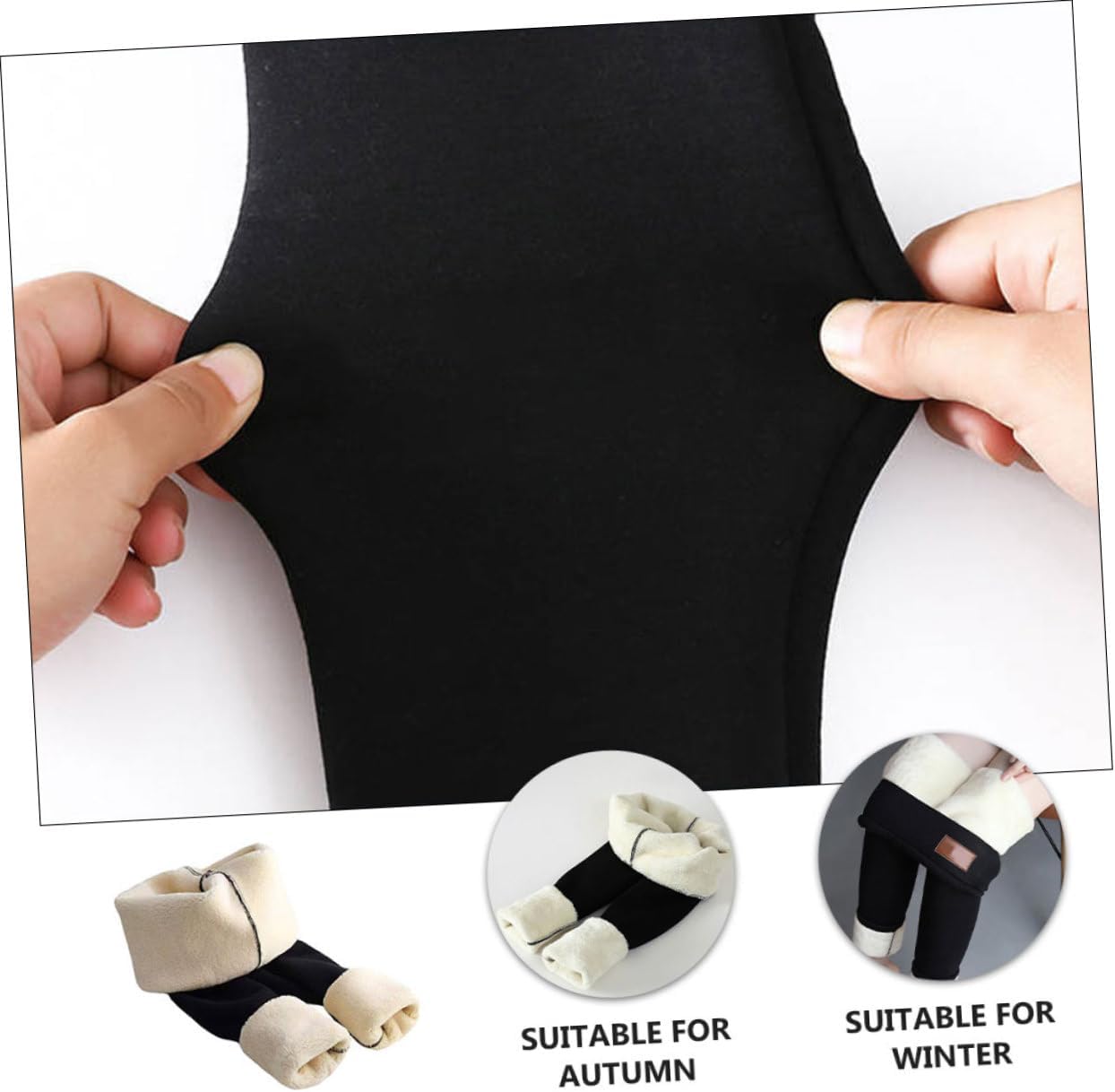 Unomor Fleece Lined Thermal Leggings High Waist Thick Warm Pants for Women Winter Skiing Tight Warm Underwear L Size Black