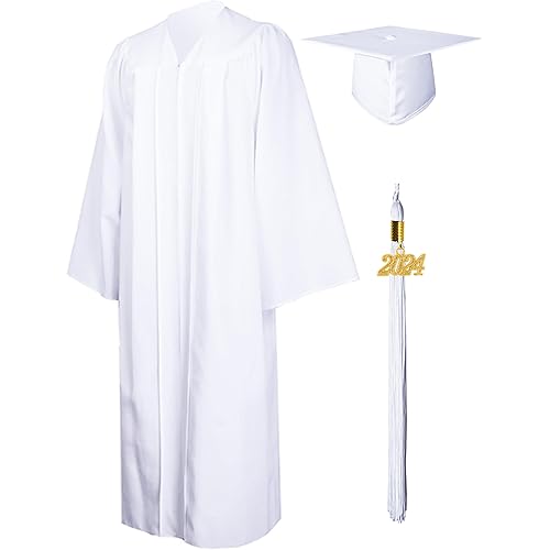 GraduationMall Matte Graduation Gown Cap Tassel Set 2024 for High School and Bachelor