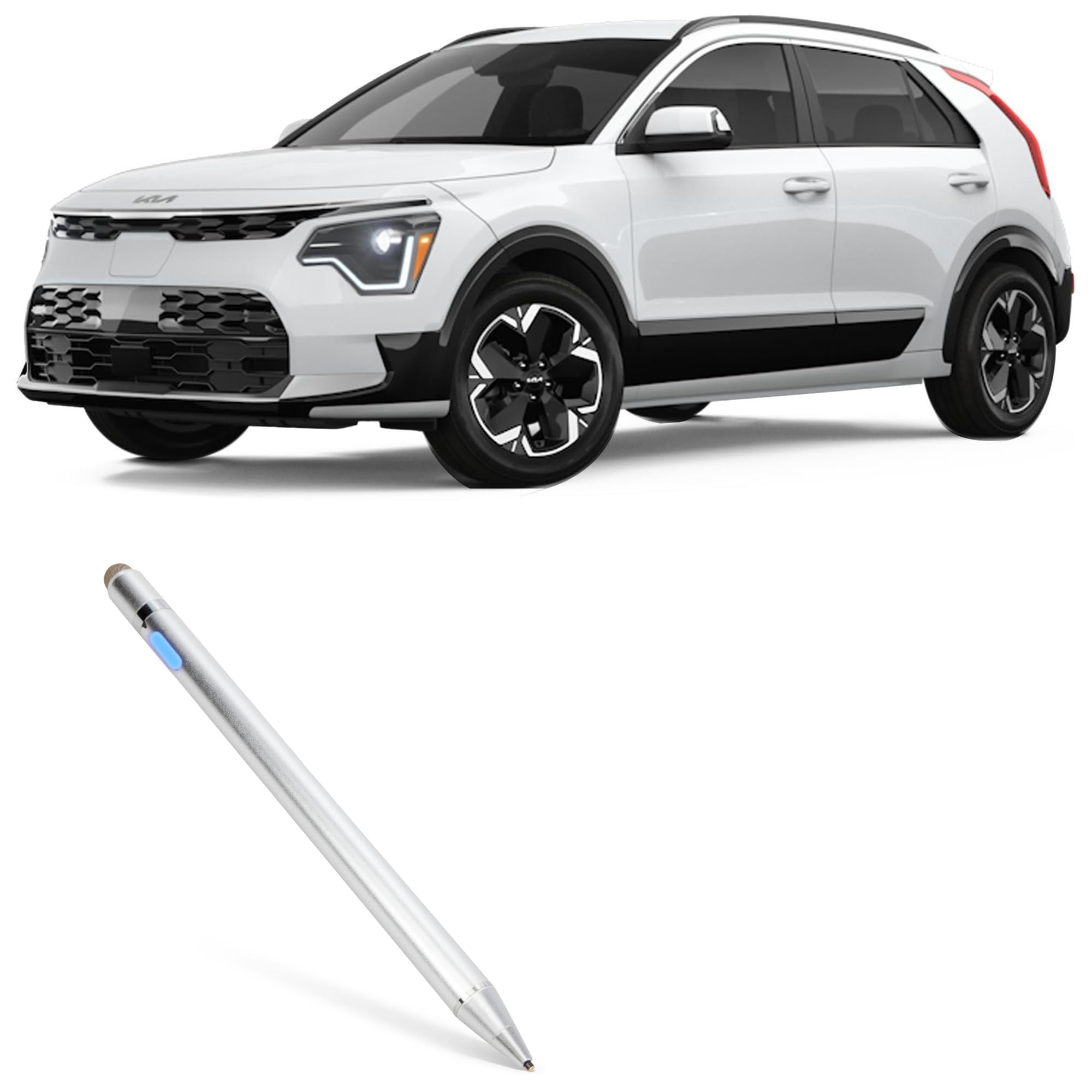 BoxWave Stylus Pen Compatible with Kia 2024 NIRO EV Display (10.25 in) - AccuPoint Active Stylus, Electronic Stylus with Ultra Fine Tip - Metallic Silver