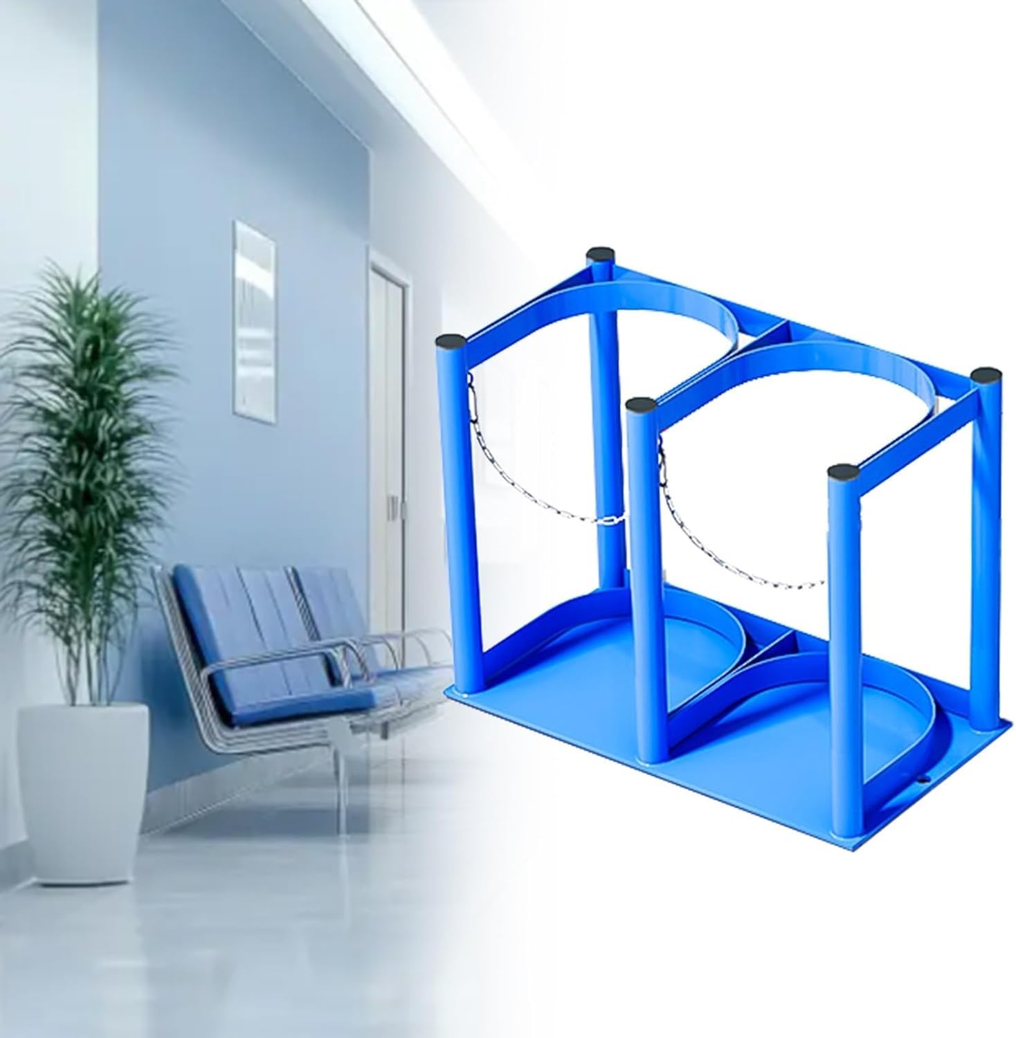 GTHTUHFD Oxygen Cylinder Rack - Medical Gas Tank Holder, 39Cm Height, Durable Stand For Small Propane/ Tanks, Ideal For Al & Home Storage ,Blue-L-39cm(15 3/8