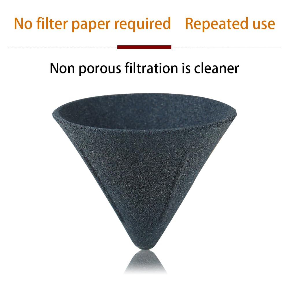 Filtro de café de cerámica microporoso, taza de goteo hecha a mano, no requiere papel, reutilizable para té y (Golden shelf)