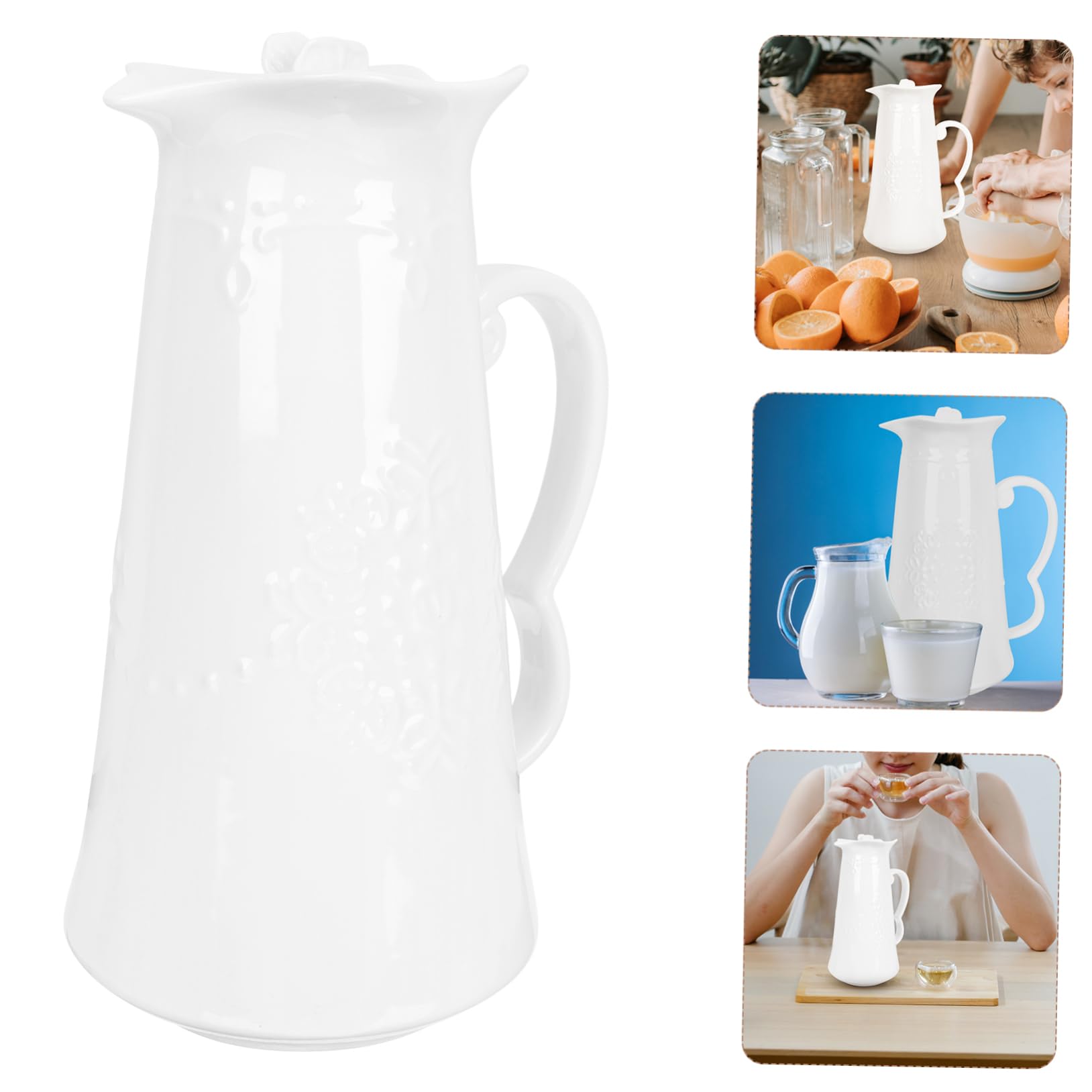 Jarra de Agua de Estilo Europeo 1300ml de Cerámica en Color Claro