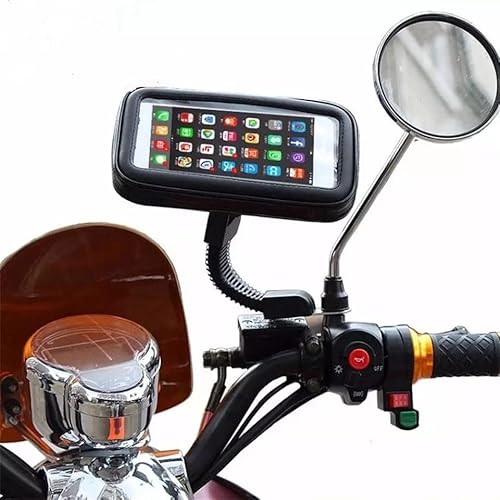 vidoelettronica Soporte de moto Smartphone impermeable 360 grados soporte móvil moto con cubierta para lluvia portador móvil moto retrovisor espejo hasta 5.5 pulgadas Cover
