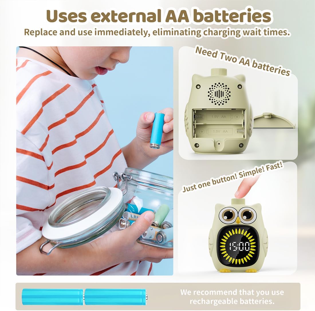 Visual Timer for Kids White Owl Kids Timer Visual 99 Minute Visual Countdown time for Classroom Home Silent Management Time with Pause for Studing Playing and Chores