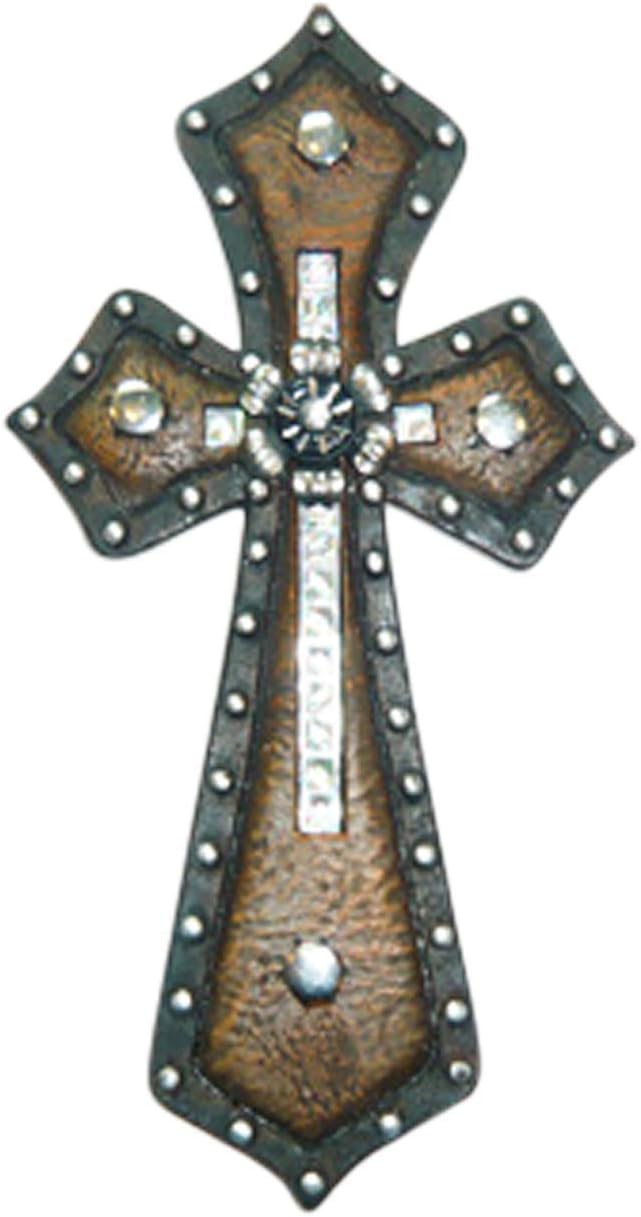 Pine Ridge Jewels Decorative Wall Crosses Hanging - Religious Wall Art Cross Made from Polyresin - Wedding Crosses to Hang on Wall - Decorative Family Crosses Wall Decor (Brown, 4"x6")