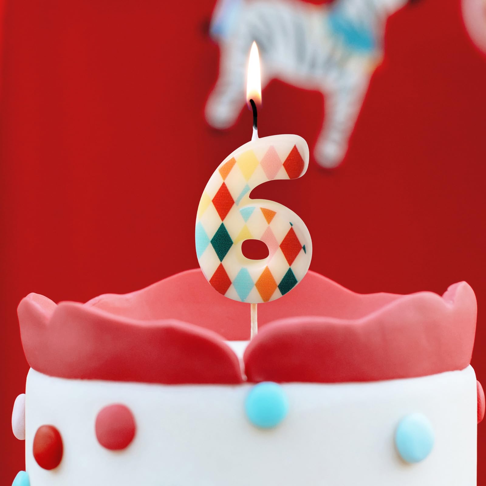 Elegant Number 6 Birthday Candle for Circus-Themed Party Celebrations Rhombus