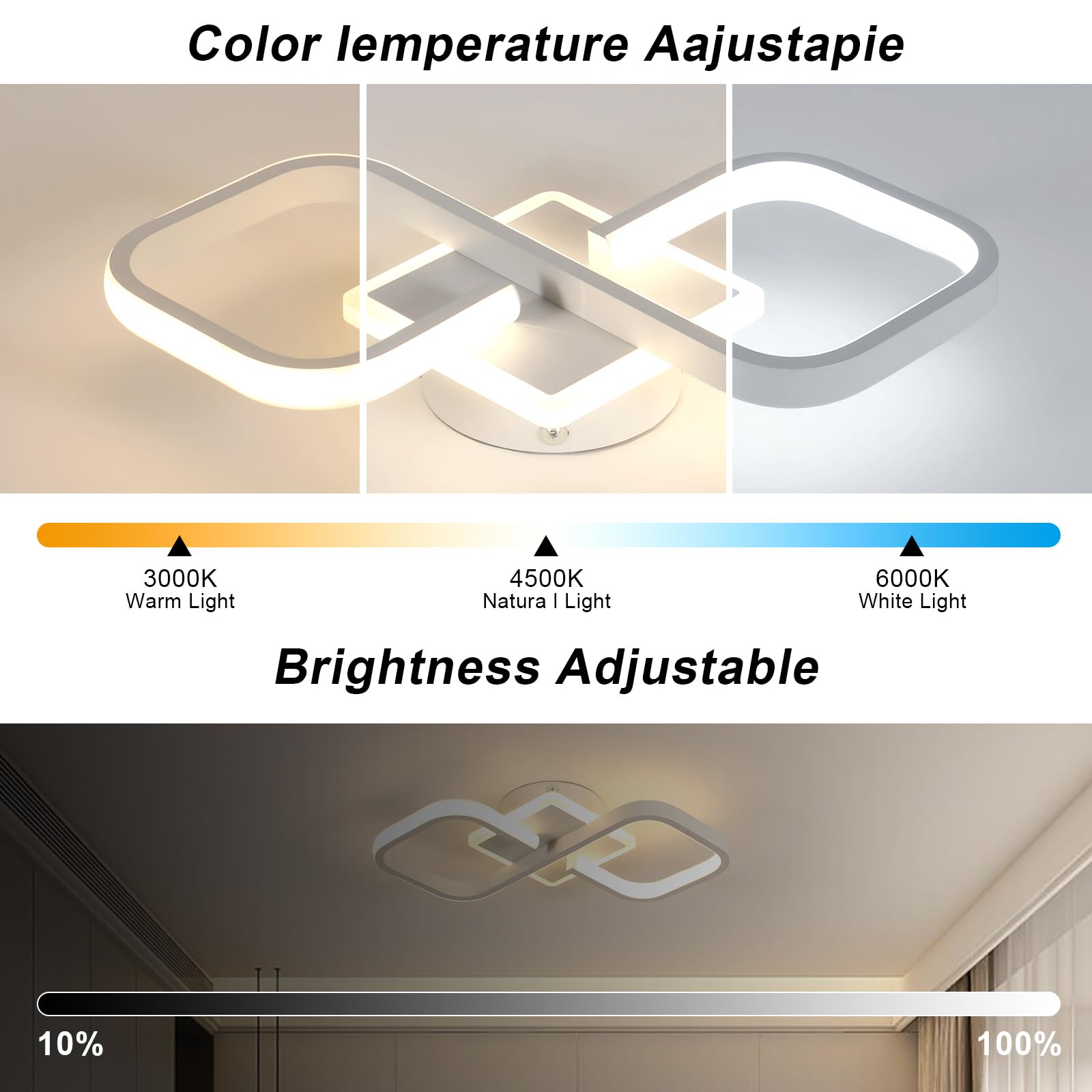 Comely Plafoniera Dimmerabile 40W 4500LM Telecomando 3000K-6500K | 40W 4500LM Lampadario LED Soffitto Bianco per Camera da Letto, Soggiorno, Cucina, Studio