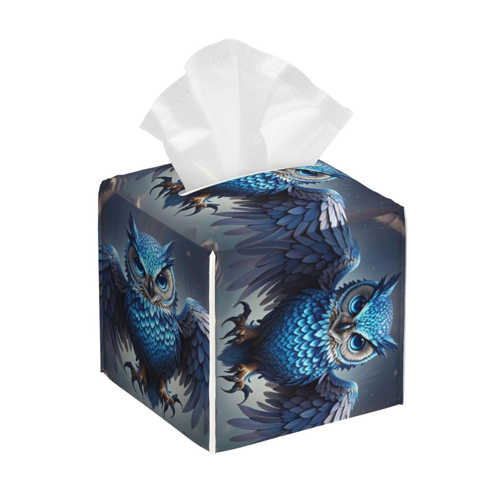 Blue Owl Tissue Box Cover Square Cube Boxes