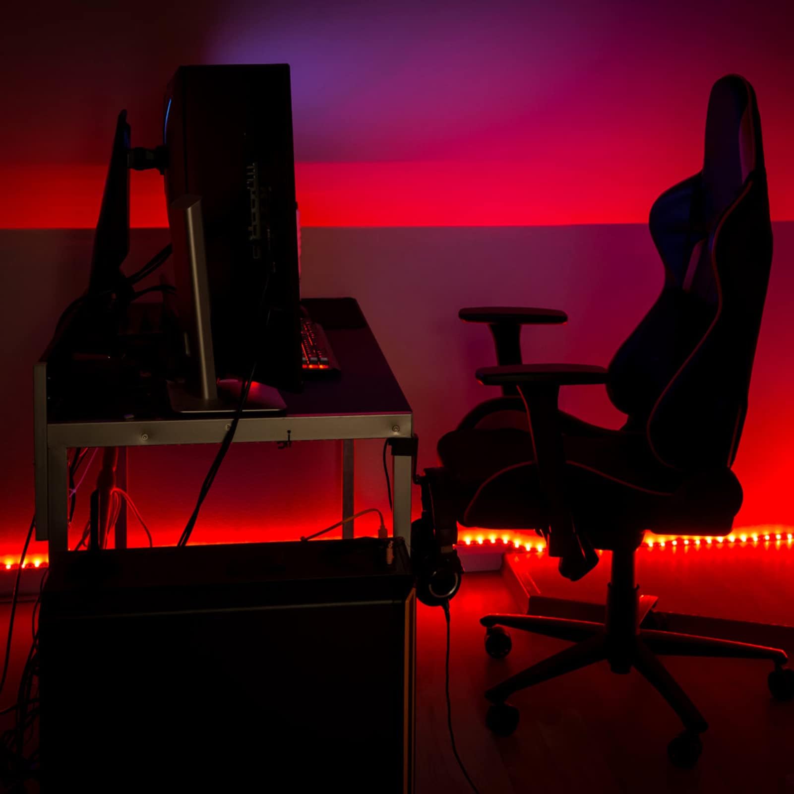 Tira de luces LED rojas de 12 V, tira de luces LED flexibles de 16.4 pies, 300 LED, 5050, cinta de luces para dormitorio, cocina, armario, espejo (adaptador de corriente no incluido) 6