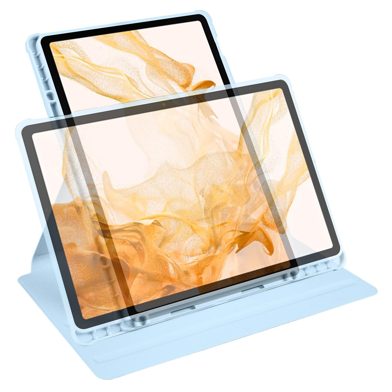 Custodia protettiva per tablet PC compatibile con Samsung Galaxy Tab S8+ 5G SM-X806/SM-X800 12,4 pollici/S7 FE SM-T730/SM-T733, supporto girevole a 360 gradi Folio Flip Smart Tablet Cover Auto