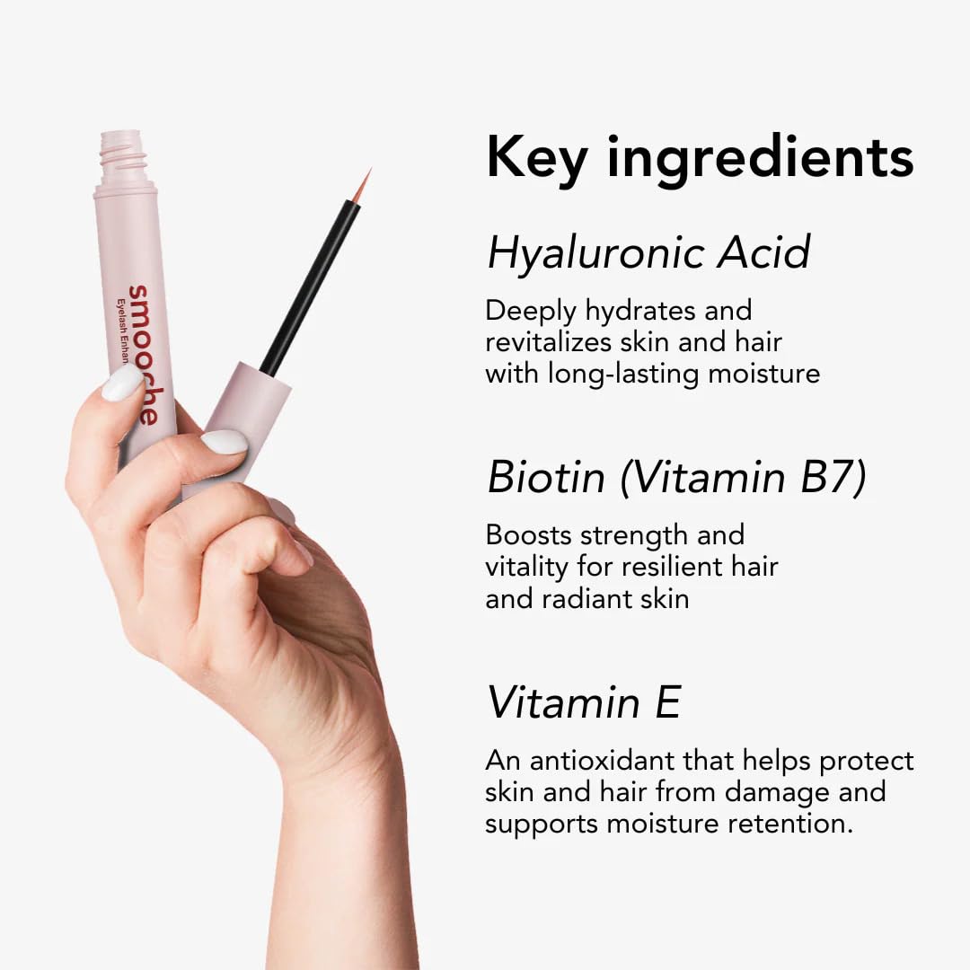 Smooche Eyelash Growth Serum – Clinically Tested for Longer, Thicker Lashes in 8 Weeks – Vegan, Hormone-Free & Cruelty-Free Lash Enhancer
