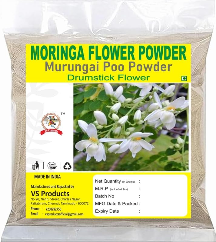 VS Products Moringa Flower Powder,(50grams) Murungai Poo, Drumstick Flower, Dry Murungai Poovu Powder, For Making Herbal Tea, Soup, Salads, 50g(Pack of 1 X 50gm)