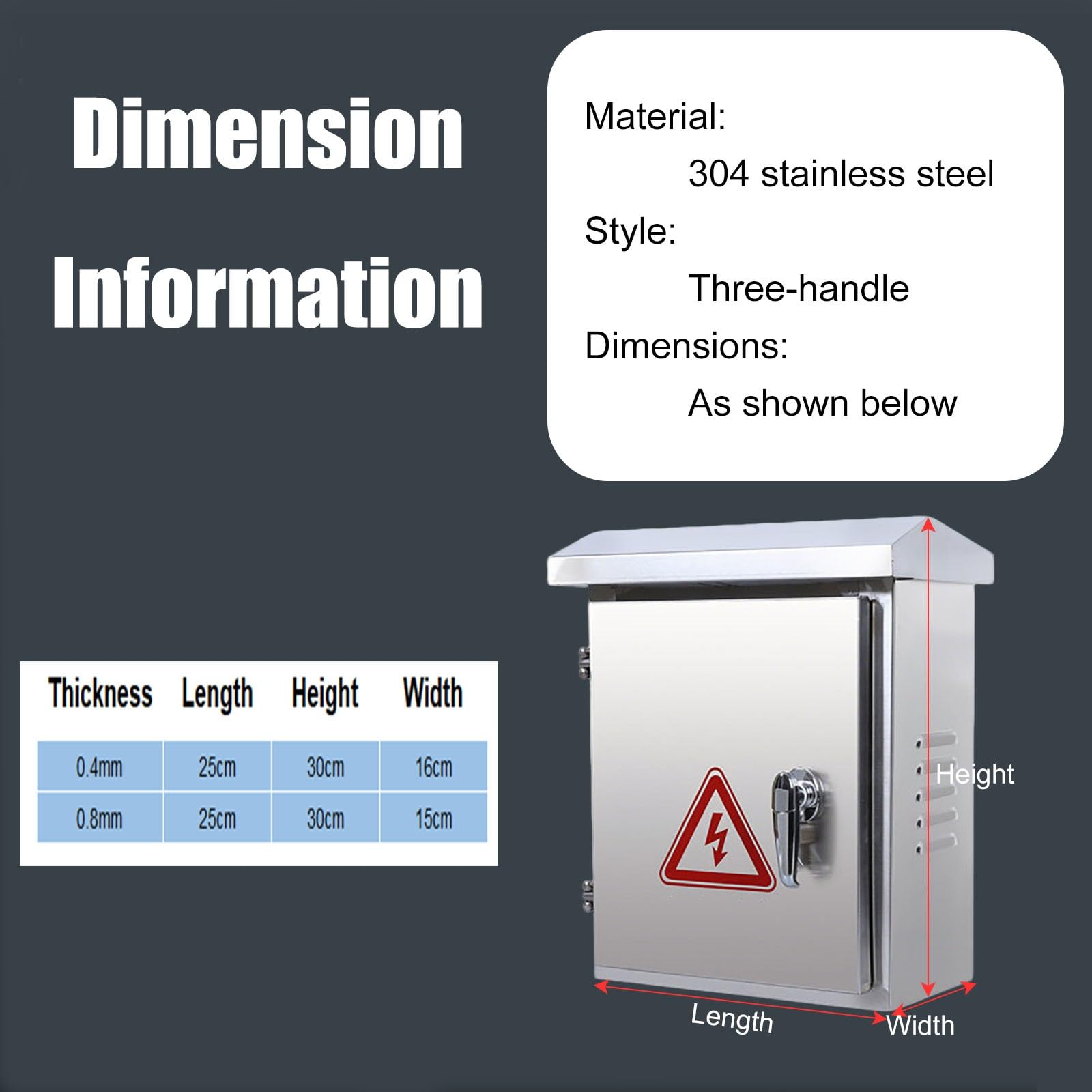 schaltschrank Kleiner Verteilerschrank Mit Einer Breite Von 15 Bis 16 Cm/Verbindungskasten Aus Edelstahl 304/wasserdichter Elektrokasten(B-L 25 CM W 15 CM H 30 CM)
