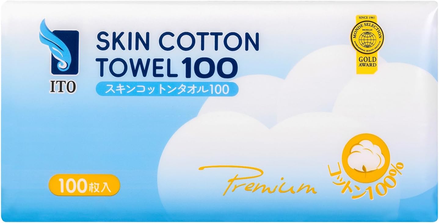 ITO Premium Cotton, 100% Cotton, 100 Pieces, Silk Touch Fabric, High Quality Natural Cotton (Wata), Skin Care Towel, Skin Cotton, Luxurious, Gentle to the Touch, Moisturizing, Smooth, Luster, Facial