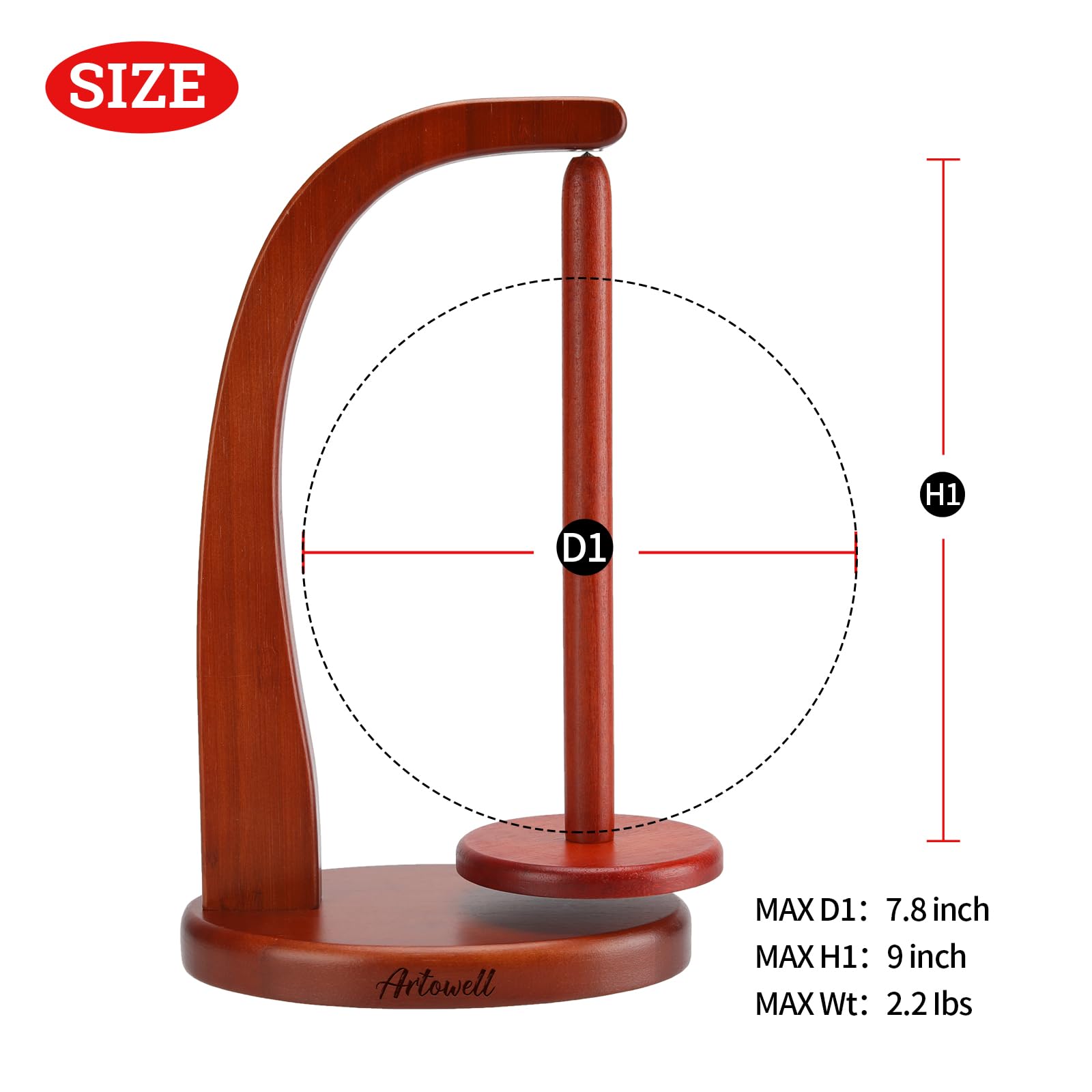 FLYKEY Newest Model Magnetic Pendulum Wooden Yarn Holder for Crocheting, Yarn Storage Organizer, Delightful Surprise Gift for Knitting Lovers by ARTOWELL (Mahogany-Colored, Enlarged Size)