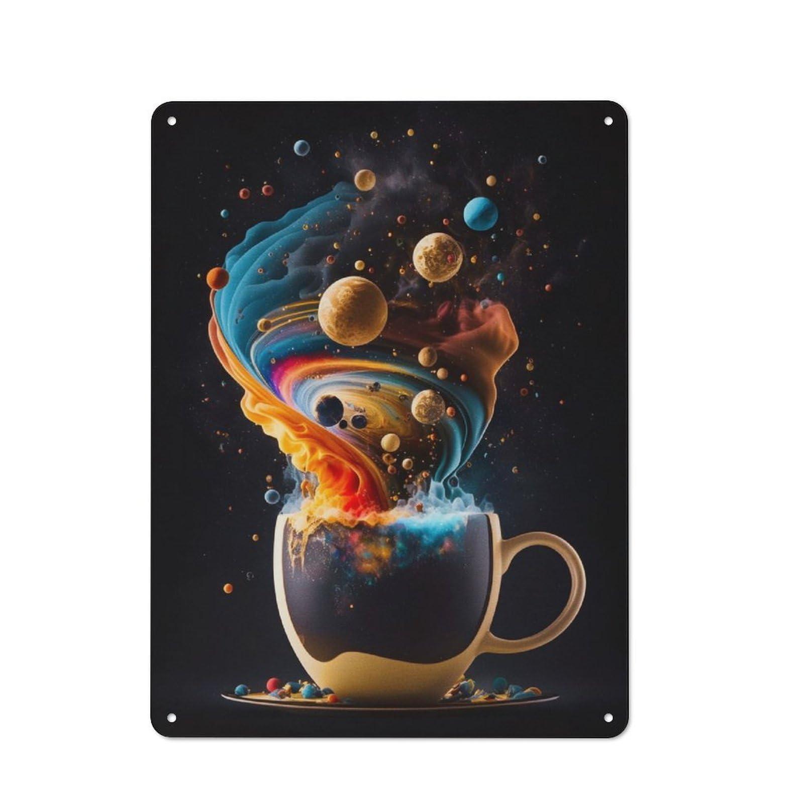Junmoney Coffee Planet 2 Retro Metal Wall Sign 40X30cm With For Garage Wall, A Decorative Metal Sign For Garages And Workshops