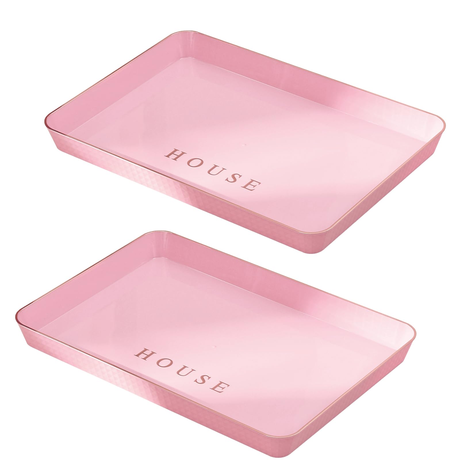 duisoad 2 Pieces Serving Tray, Serving Design Tray Rectangle Plastic Trays for Food, Beverages, Kitchens, Coffee, and Hotels, Pink