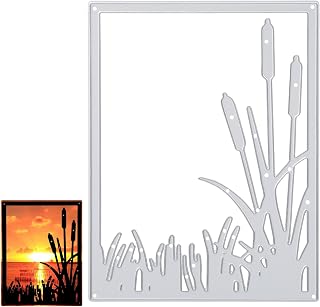 Reed Grass Frame Die Cuts for Card Making Metal Cutting Dies for Scrapbooking Decor Paper Craft Dies for Card Making Die Cuts Stencils for DIY Crafts Party Wedding Decorations(Square 4.5x3.46inch)