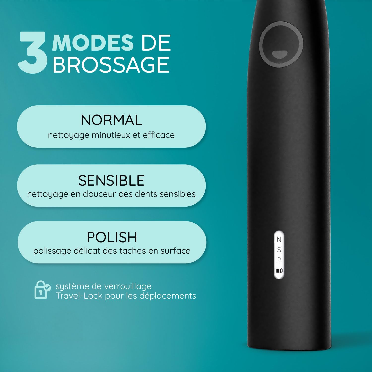 happybrush Eco R2 Brosse à Dents Électrique Rechargeable – Set de Démarrage Durable – 3 Modes de Nettoyage – Piles, 3 Brossettes & Dentifrice au Charbon Actif Inclus – Noir