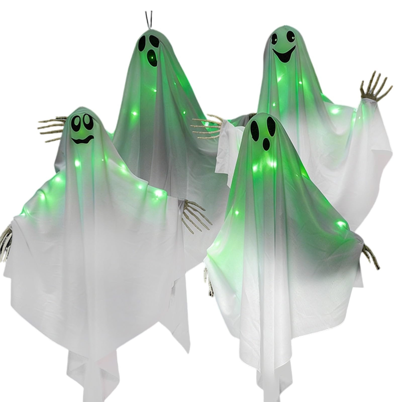 Whoasyst Large Glowing White Specter Hanging Pendant for Halloween Outdoor Party Decoration Ornament with LED Light Outdoor Halloween Hanging Deck