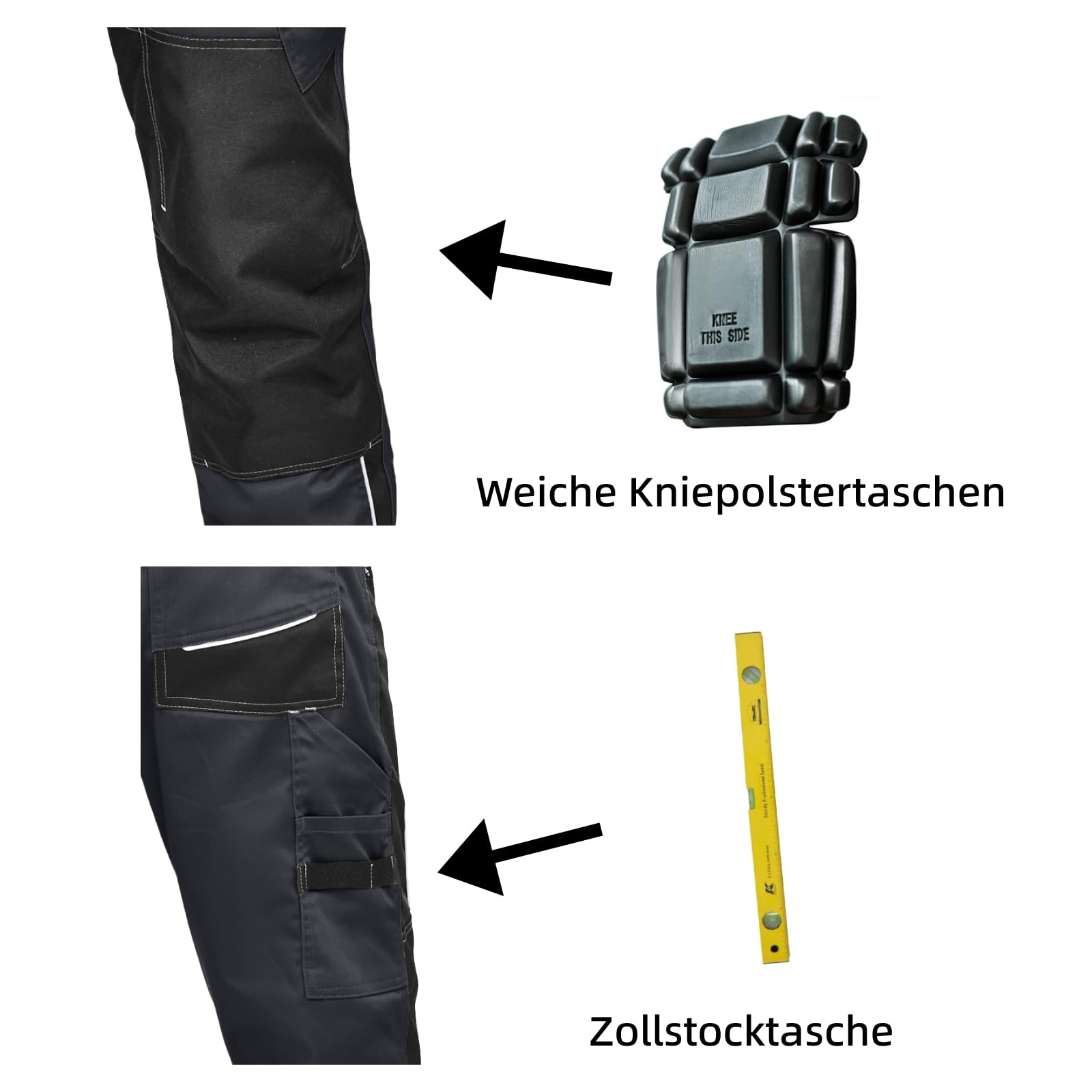 WORK IDEA Herren Stretch-Arbeitshose mit zahlreichen Taschen und Werkzeugtaschen