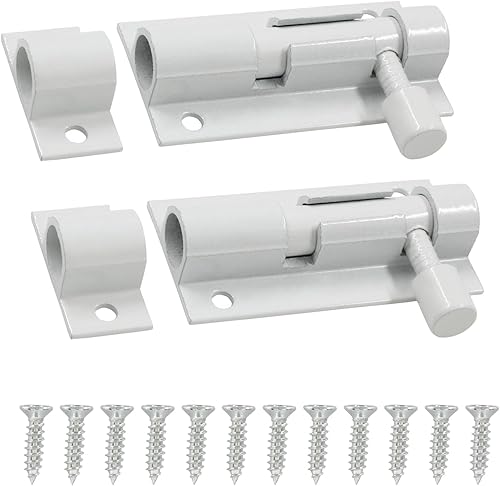 Piutouyar 2 pestillos de cerrojo de barril de 2 pulgadas, pestillo de puerta corredera de alta resistencia, de aleación de aluminio, mini cerrojo
